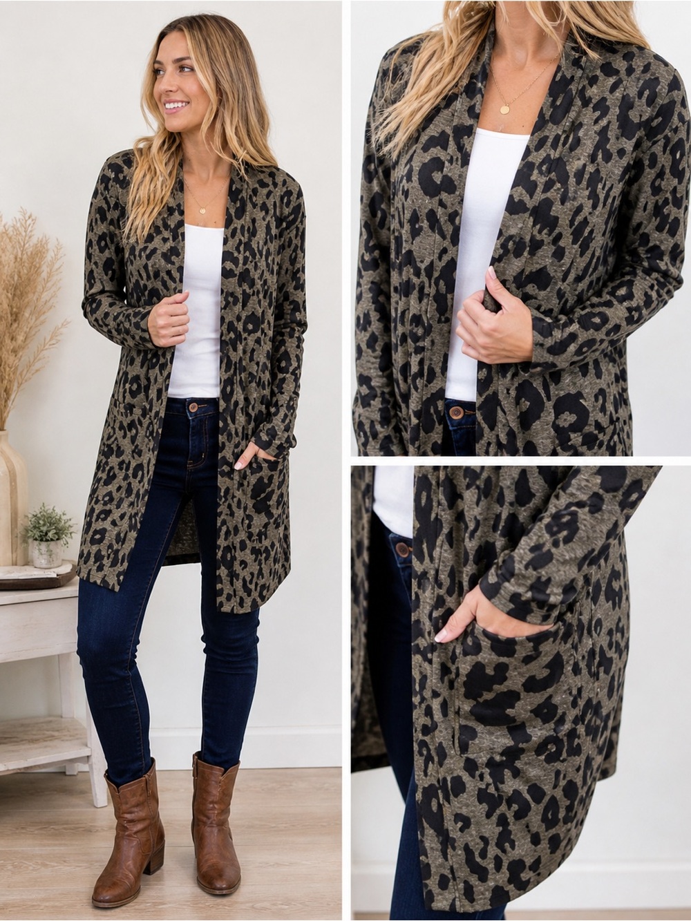 Tickled Teal Animal Print Cardigan